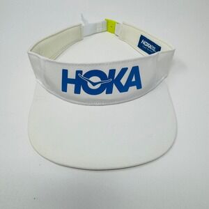 Hoka One One Performance Running Visor White Blue Adjustable Strap Athletic Hat